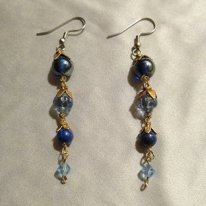 Handmade blue & gold colored earrings💙✨
